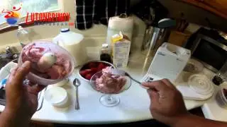 Home made strawberry (fruit) Ice Cream made two ways, (food processor and blender)