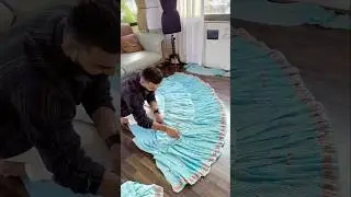 Lehenga Making Process || Skyblue color Mirror Embroidery work Designer Lehenga choli #lehengas