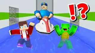 JJ and Mikey in WATER BARRY'S PRISON RUN CHALLENGE in Minecraft / Maizen Roblox