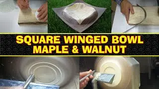 Square Winged Bowl - Maple & Walnut - Woodturning