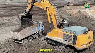 Giants at Work! CAT 6015B & Liebherr 974 Excavators Loading Mercedes & MAN Trucks | Mining in Action