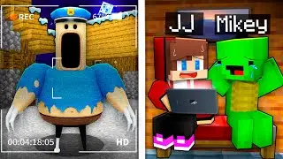 JJ and Mikey Got SCARY BARRY.EXE on a Hidden Camera in Minecraft! - Maizen