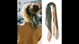 Retro Silk Square Hair Scarf Bandanas Women Girls Hair Accessories Amoeba Print Hairbands