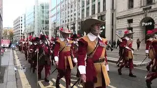 Pikemen & Musketeers of the Honourable Artillery Company marching to Mansion House fof=r Lady Mayor