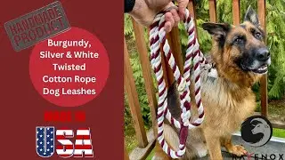 Luxe Walks: Ravenox Burgundy, Silver & White Cotton Leashes - Canine Elegance