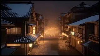 Distant Japanese Night Festival Ambience | Soft Traditional Music, Lanterns & Night Air