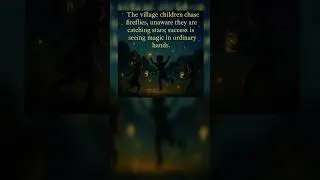 The village children chase fireflies, unaware they are catching stars&mdash;success is seeing magic in