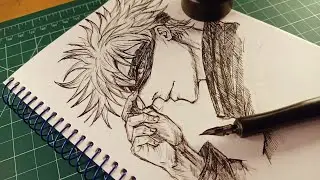 Gojo Satoru Ink Drawing ASMR | Calm Nib Pen Sketching | No Talking