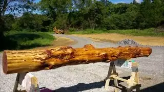 DIY Red Cedar logs loading with Kioti NX6010 & finishing 1st log 9 11 16