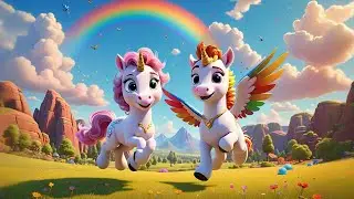 Three Baby Unicorns Fly Through Rainbows | Magical Song for Kids | Nursery Rhymes and Baby Songs