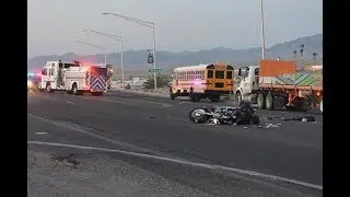 School bus vs motorcycle crash