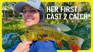 Girls First Cast 2 Catch Fish! - Fly and Spin Peacock Bass Fishing Charter