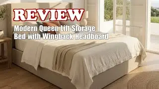 Allewie Queen Lift Up Storage Bed Review: Wingback Headboard, Hydraulic Lift, Light Beige 2025