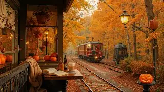 🍂 Autumn Train Caf&eacute; in Golden Forest | Relaxing Jazz Background Music for Work, Study & Relaxation