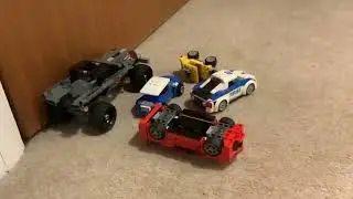 Different LEGO cars VS giant ramp crashes