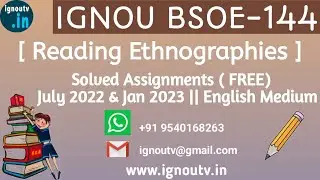 IGNOU BSOE-144 Solved Assignment July 2022 & Jan 2023 [FREE] || IGNOU BASOH || IGNOU TV || IGNOU ||