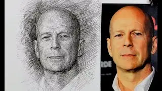 Drawing bruce willis with Ink