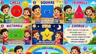 Shapes Name Song for Kids | Circle, Square, Triangle, Rectangle & Star | Learning Shapes 🌈