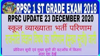 Rpsc 1st grade 2018 final result out//school lecturer exam 2018 final result& cut off//RPSC UPDATE