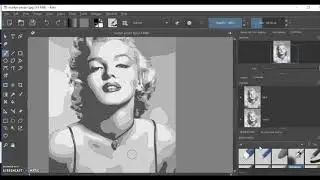 Preparing a black and white image in Photoshop and Krita to be painted on a canvas.