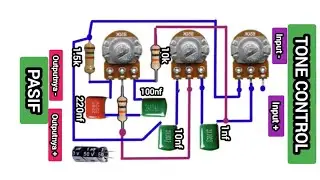 rangkaian tone control bass, trebel, volume
