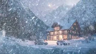 Mountain Villa Vacation House Amidst Haunting Snowstorm | Winter Wind Howling Sound for Sleep