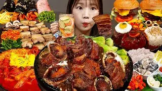 Sub)Cooking Mukbang- Корейская еда для голодных 😋 Острый рамен, Ттокпокки, Стейк, Паста 🔥
