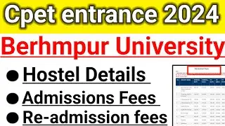 berhampur university hostel fees | Admission - Readmission Fees | Pg Admission fee 2024 @missrout