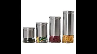 Nordic Stainless Steel 4 Piece Kitchen Canister Set