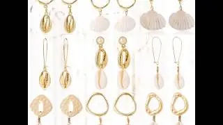 $9.99 White shell earrings alloy conch shell earrings female natural shell earrings