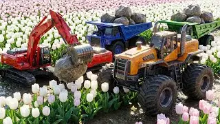Heavy Machinery Clears Giant Rocks 🌷🚜 | Excavators and Dump Trucks at Work | Fun Vehicles Animation