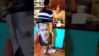 Artist draws your portrait on coffee cup #shorts #tbilisi #art #georgia #coffee #artist