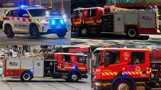 Fire Rescue Victoria Appliances Responding Lights & Sirens - Melbourne, Australia - April 2024