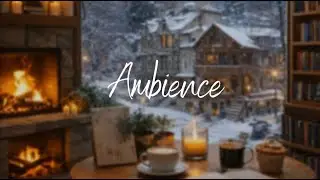 Cozy Winter Ambience |☕ Fireplace, Snowfall & Warm Coffee