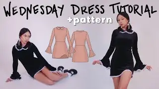 Sewing PATTERN & Tutorial: Collared Flounce Sleeve Mini Dress // Wednesday Addams Inspired🕷️