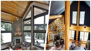 75 Slate Floor Living Space With A Corner Fireplace Design Ideas You'll Love 🔴