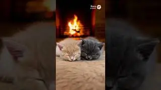 Sleepy Kittens + Fireplace ASMR (Perfect Loop)