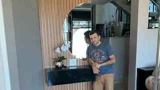 Fazendo painel ripado-com espelho meia lua.