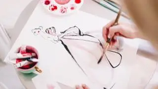 Kerrie Hess painting Rachel Gilbert Couture