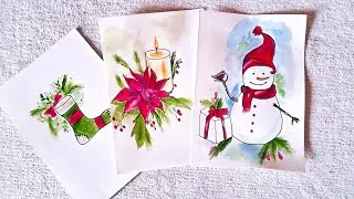 Christmas card painting ideas | easy paintings | christmas gift | art by sree