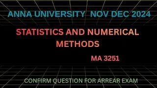 MA 3251|Statistics and numerical methods M2 paper|Anna University Nov Dec 2025|important questions 
