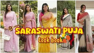 Saraswati Puja Look book | Saraswati Puja Saree | Last Minute Saraswati Puja Look | Glam Curvy Tale