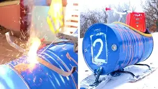 Metal VS Plastic Barrels. DIY Race car for kids and Boat for Camping