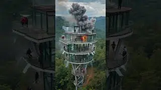 Futuristic Observation Tower Explodes Catastrophically VFX | CDVFX00053 #shorts #UrbanCollapse