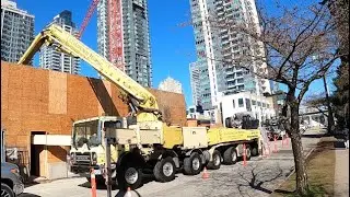 Putzmeister 58-5 concrete pump with OSS outriggers setup on Dica &ldquo;Fibremax&rdquo; dunnage pads.