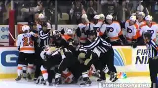 Penguins vs Flyers End of Period Brawl (4-12-14)