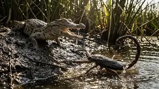 Baby Crocodile vs Giant Water Scorpion &ndash; Swamp Survival Showdown!