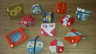 Making small pouches reusing jeans zippers and fabric scraps - Quick and Easy sewing projects