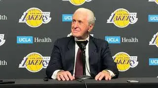 Pat Riley Speaks To Media After Lakers Statue Unveiling