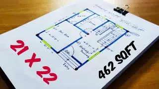 План небольшого дома 21 x 22 II. Проект небольшого дома 21 x 22 ghar ka naksha II площадью 462 кв. фута.